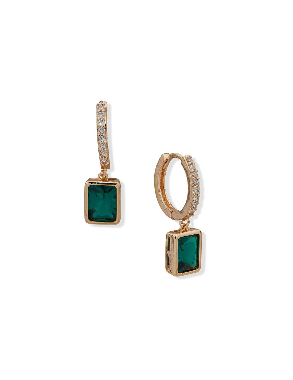 Boucles d'oreilles percées Anne Klein Hoop With Emerald Stone   | QKC-7021967